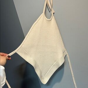 Astr Cream Ribbed Knit Top